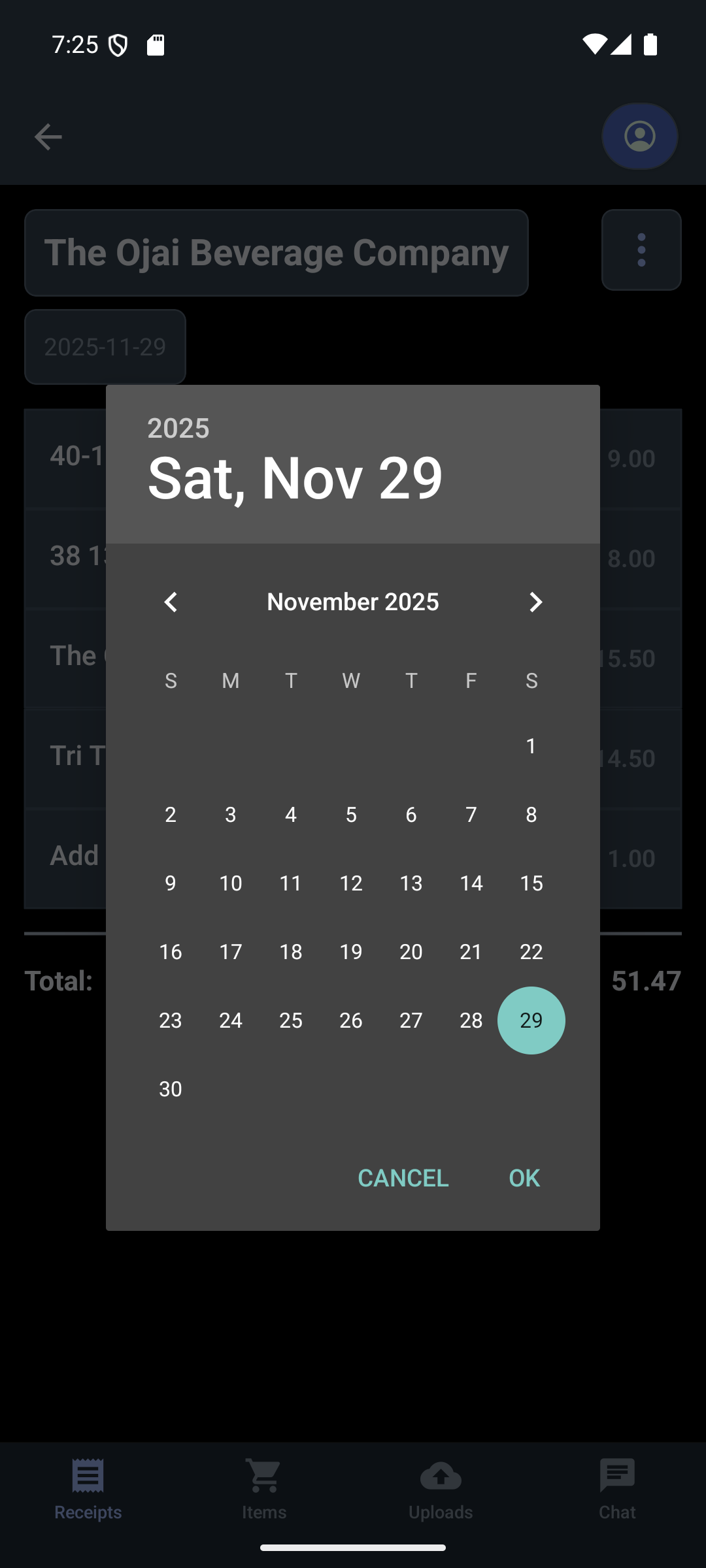 Editing the receipt date