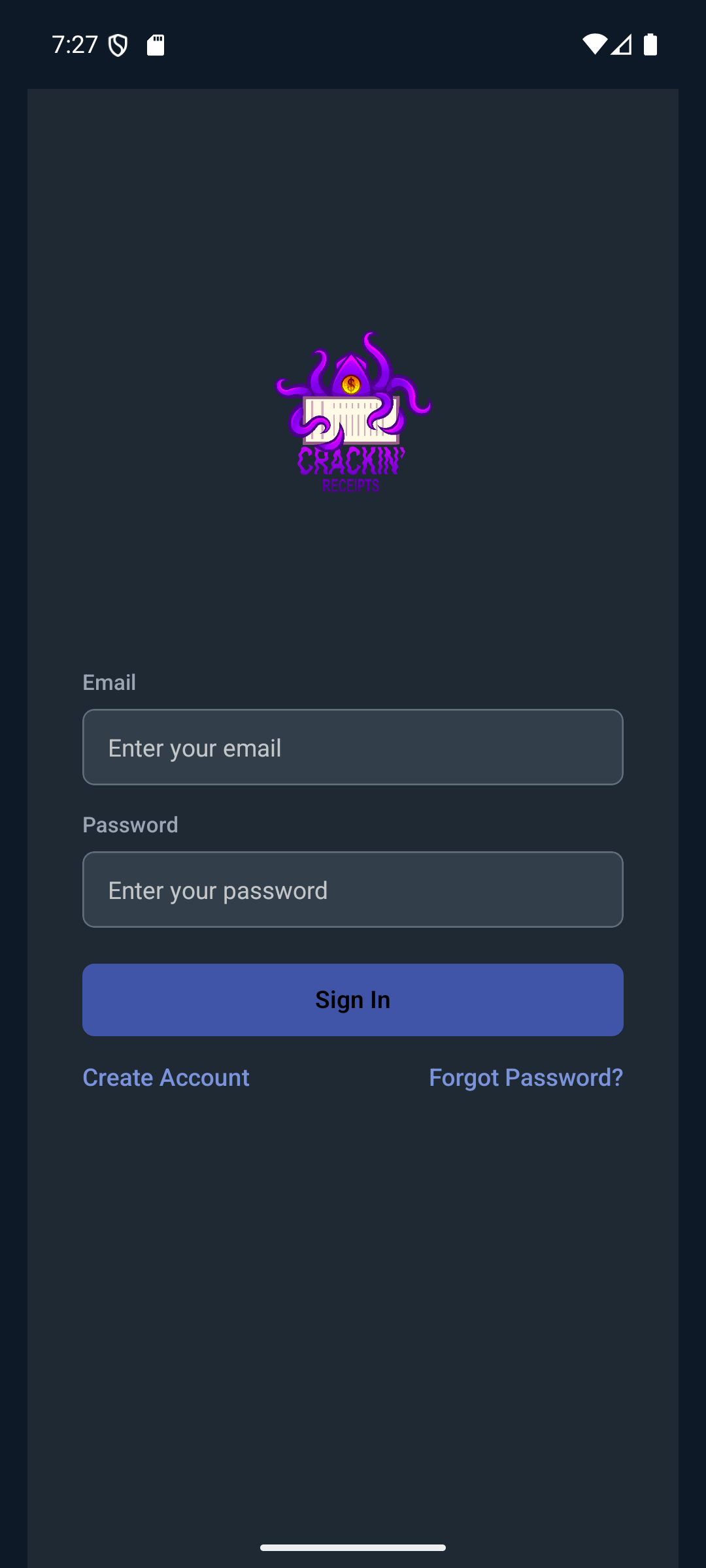 Sign in screen
